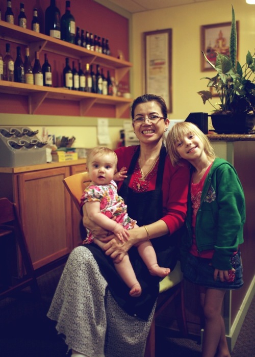 bella and lucy with owner of sarika's thai.jpg